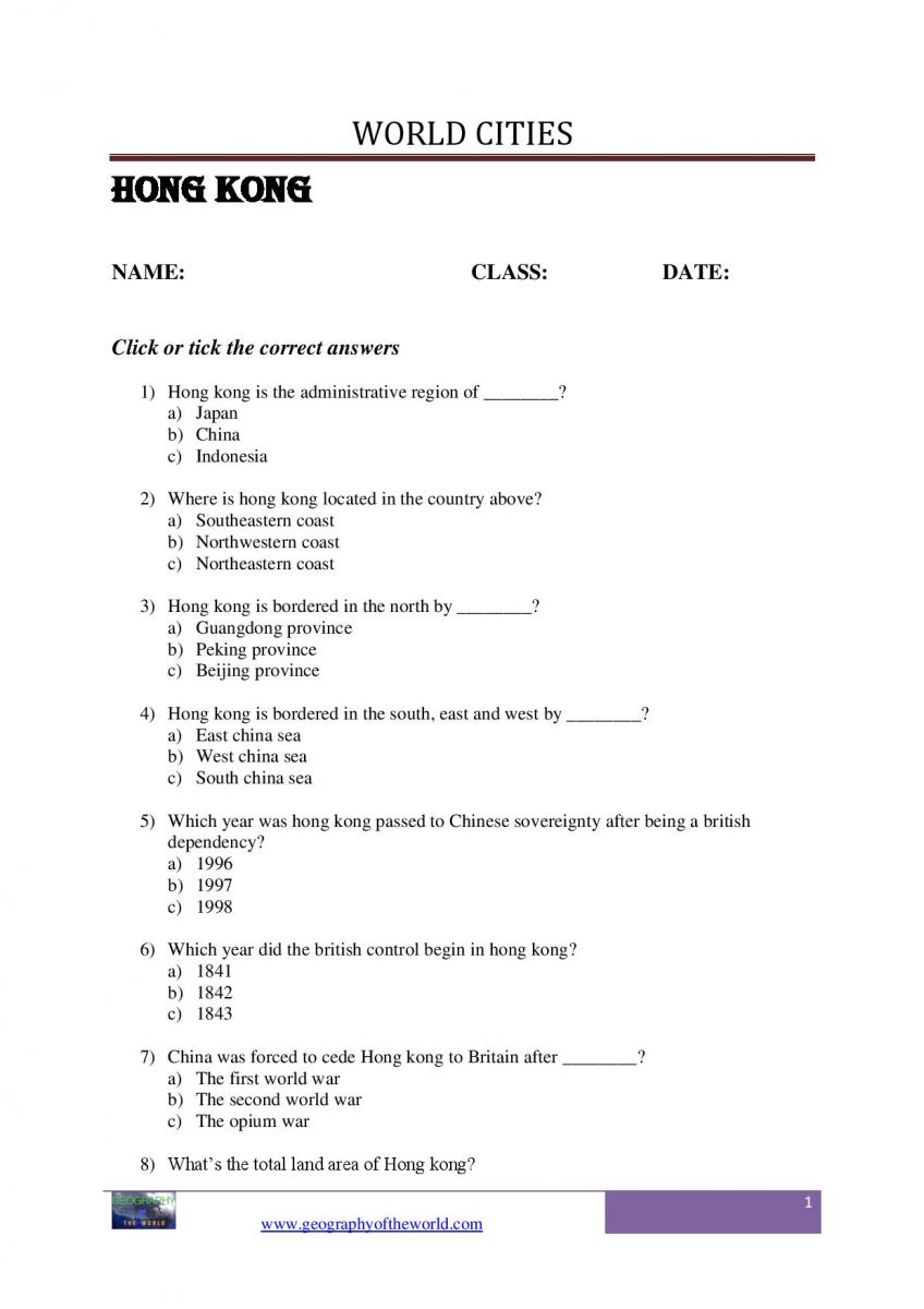Hong kong city question and answer worksheet pdf-page-image