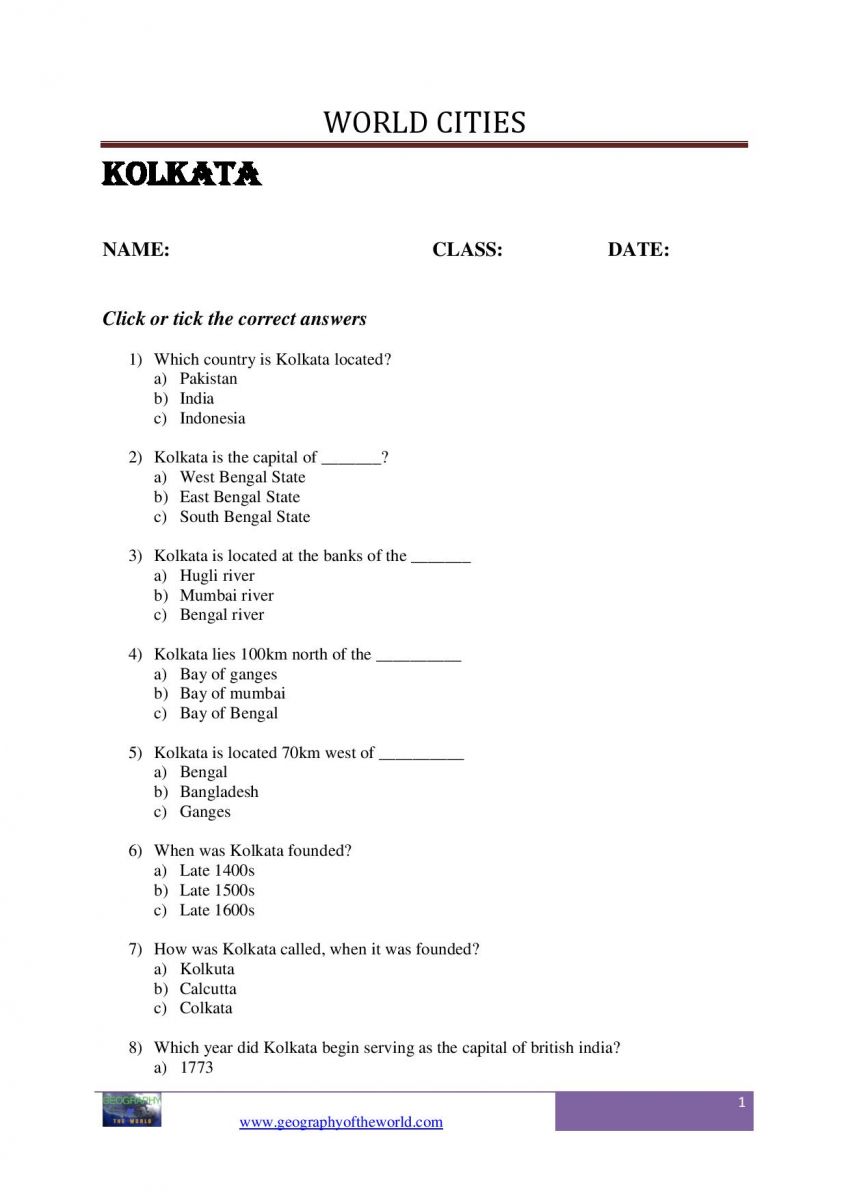 Kolkata city question and answer worksheet pdf-page-image
