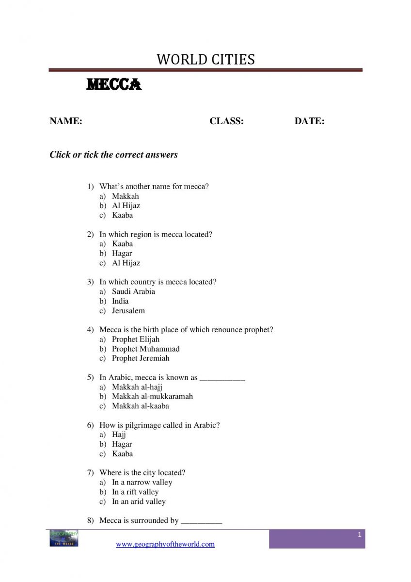 Mecca city question and answer worksheet pdf-page-image