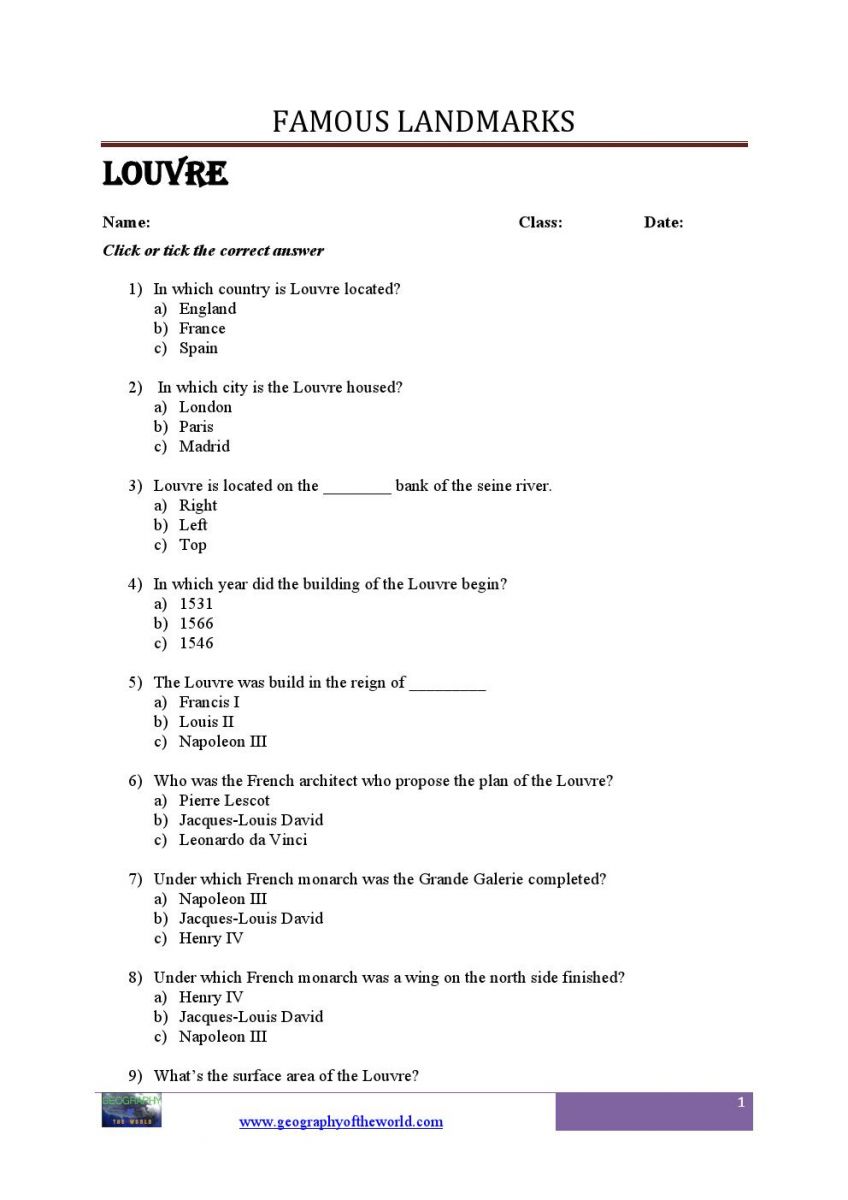 the louvre museum history worksheet